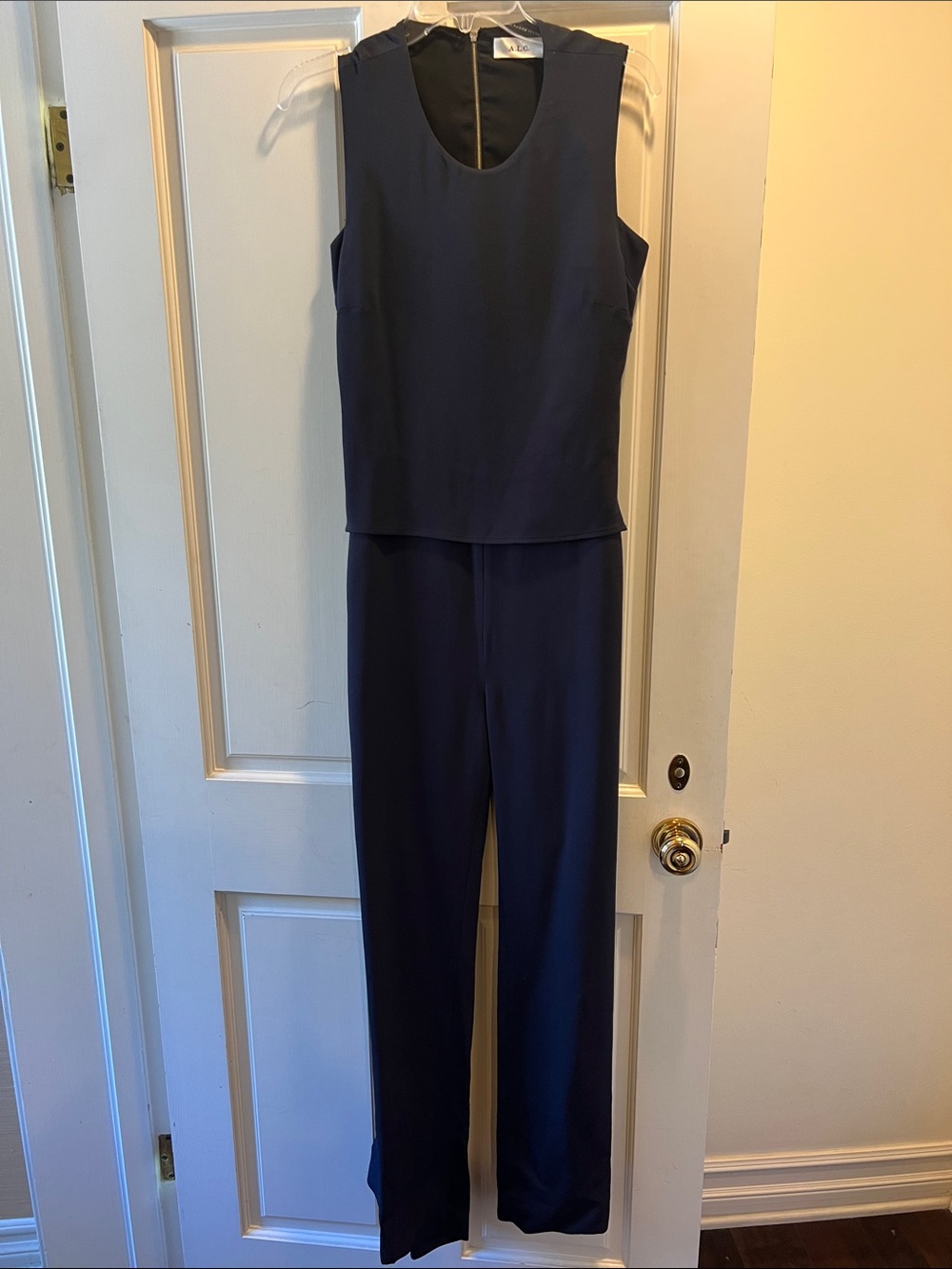 A.L.C. Navy Sleeveless Wide-Leg Jumpsuit